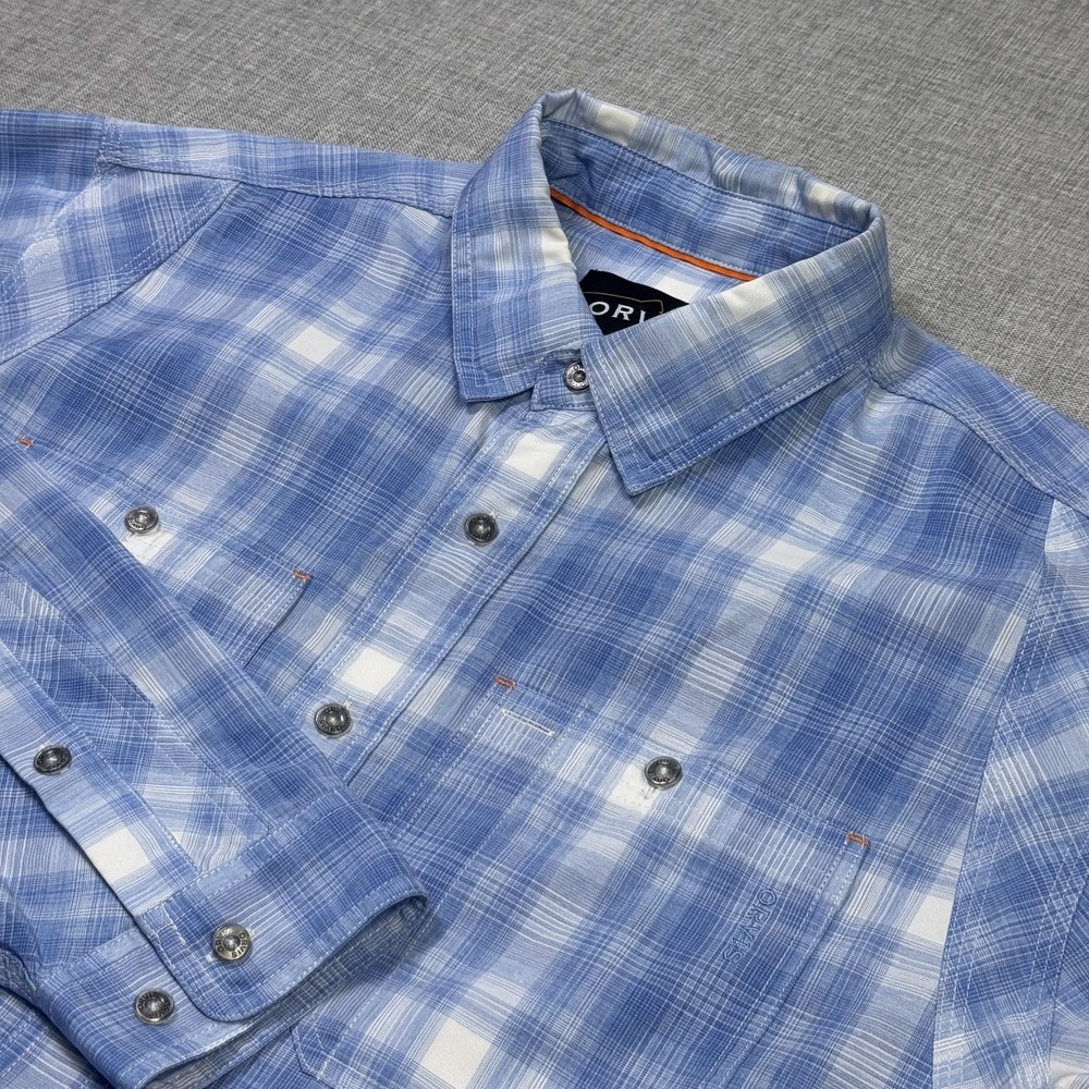 Orvis Button-Up Shirt Mens Large Blue Plaid Regular Fit Embroidered Pockets